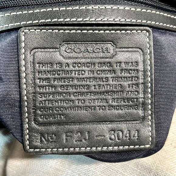 Coach 6044 Signature Jacquard Black Demi Baguette Canvas & Leather Y2K Vintage - Picture 2 of 13